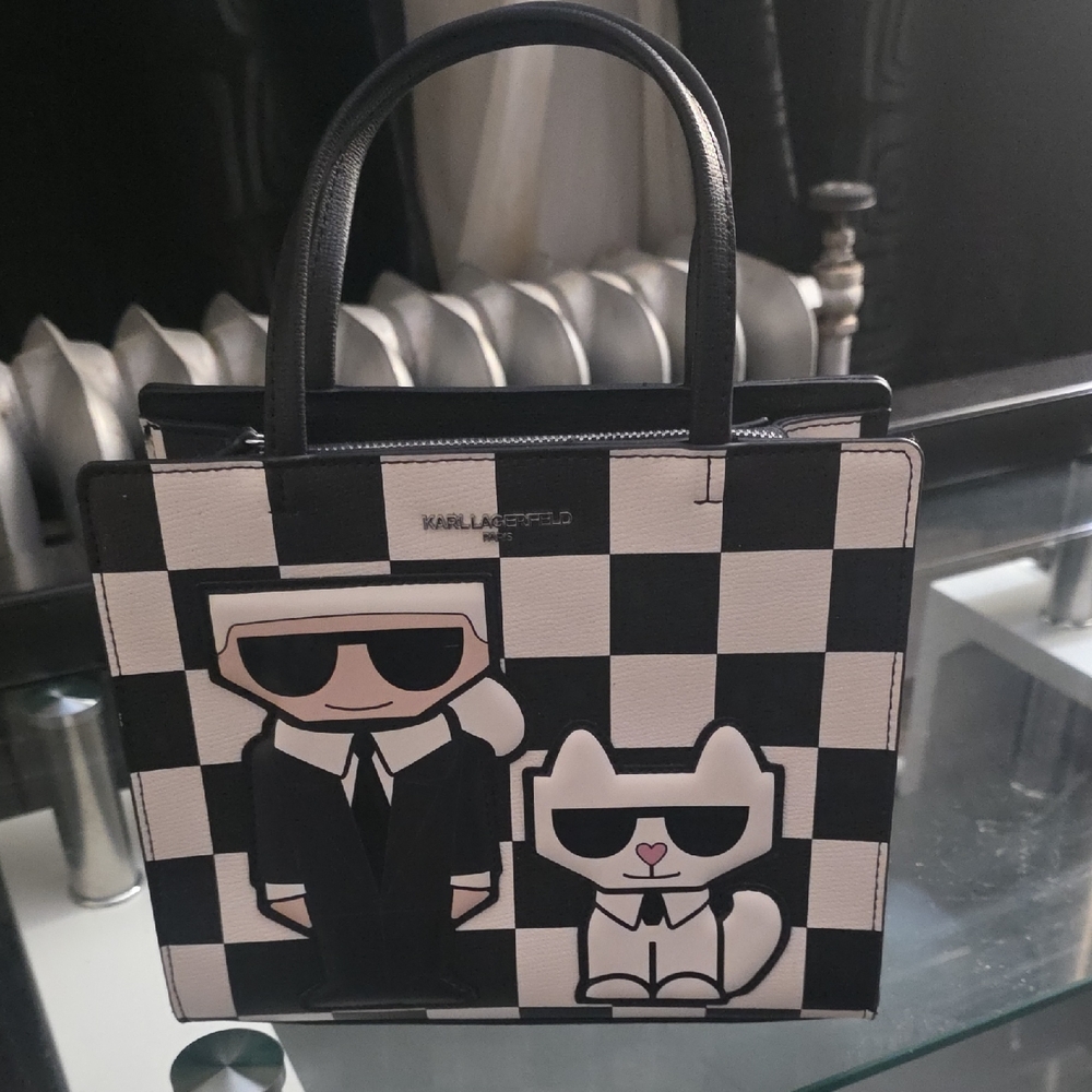 Karl Lagerfeld Black and White Graphic Tote